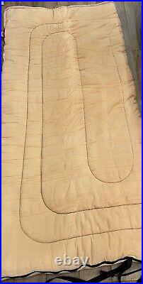 VINTAGE Coleman Tan Cotton Plaid Flannel Lined Sleeping Bag Bed Roll 36 x 75