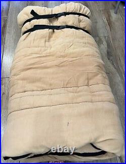 VINTAGE Coleman Tan Cotton Plaid Flannel Lined Sleeping Bag Bed Roll 36 x 75