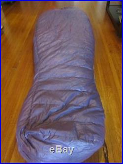 VINTAGE Snow Lion Down Sleeping Bag Expedition Quality Purple Right (-15F)
