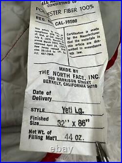 VTG 1980's The North Face 32x86 YETI Sleeping Bag Size Large USED ONCE