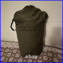 Vintage 1950's Woods Down Sleeping Bag 28 X 78 Canvas Green Featherlite