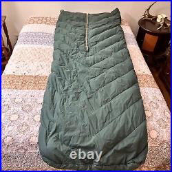 Vintage 1950's Woods Down Sleeping Bag 28 X 78 Canvas Green Featherlite