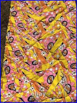 Vintage 70's Flower Power Orange Psychedelic Sleeping Bag 35 X 65 RARE WOW