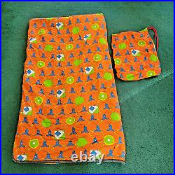Vintage 70s Peter Max Sleeping Bag with Carrying Bag 55 x 33 Working Zipper