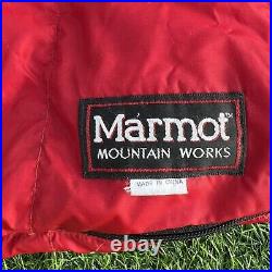 Vintage 80's Marmot Mountain Works Goose Down Insulation Sleeping Bag Red Mummy