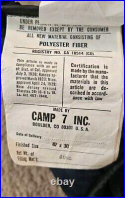 Vintage Camp 7 Navy Sleeping Bag Right Zip 5'11 Goose Down Boulder CO Ridge