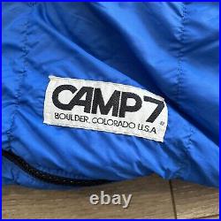 Vintage Camp 7 Sleeping Bag & Storage Bag Right Zip 5'11 Down Boulder CO Blue