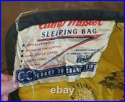 Vintage Camp Master H. Wentzel Tent & Duck Co Yellow Pheasant Print Sleeping Bag