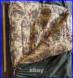 Vintage Coleman Sleeping Bag Flannel Interior Flying Ducks Geese Pattern green