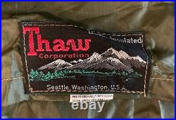 Vintage Down Insulated Thaw Corporation Green Sleeping Bag Seattle, Washington