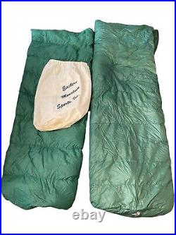 Vintage Eastern Mountain Sports Goose Down Green Adult Sleeping Bag Lot Of Two