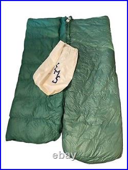 Vintage Eastern Mountain Sports Goose Down Green Adult Sleeping Bag Lot Of Two