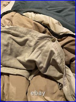 Vintage Eddie Bauer Down Sleeping Bag Military Green Withliner, Head Piece & Bag
