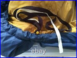 Vintage Eddie Bauer Goose Down Sleeping Bag Blue Gold 1970's 32 x 84 CLEAN