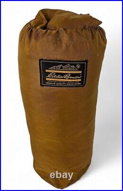 Vintage Eddie Bauer Goose Down Sleeping Bag With Stuff Sack 76 x 31 Gold