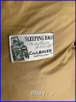 Vintage Eddie Bauer Goose Down Sleeping Bag With Totem Logo Rain Bag