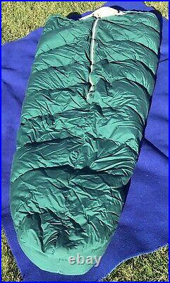 Vintage Eddie Bauer Kara Koram Blizzard Proof Green Mummy Down Bag withStuff Sack