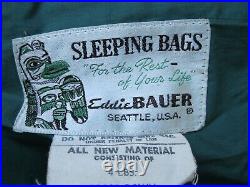 Vintage Eddie Bauer Totem 4 LBS Goose Down Sleeping Bag & VALCRO in blanket