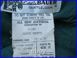 Vintage Eddie Bauer Totem 4 LBS Goose Down Sleeping Bag & VALCRO in blanket