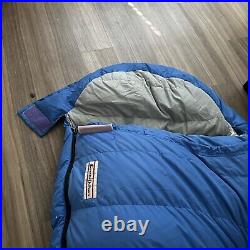 Vintage Goose Down Sleeping Bag Mummy Blue 6ft Packable American Outdoor