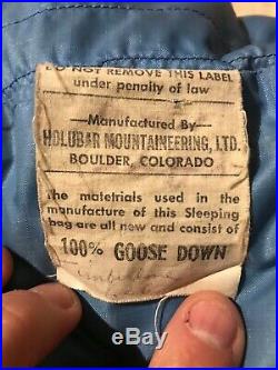 Vintage Holubar Timberline Goose Down Sleeping Bag Boulder Colorado Long 6-6