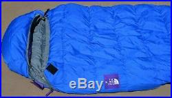 Vintage North Face Goose Down Sleeping Bag Blue Kazoo LG RH Zip 86 x 31 With Bag