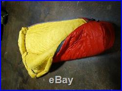 Vintage REI Denali Expedition Goose Down Sleeping Bag -20F Red/Yellow camping