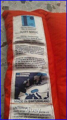 Vintage Richner 700g Nordic Duck Down Sleeping Bag Swiss Made Orange Rare Top