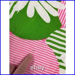 Vintage Sleeping Bag Blanket Flower Power Daisy Reversible Pink Green Circles