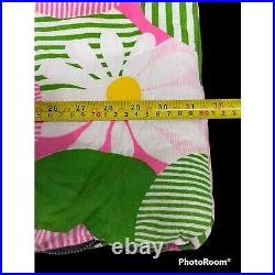 Vintage Sleeping Bag Blanket Flower Power Daisy Reversible Pink Green MOD Retro