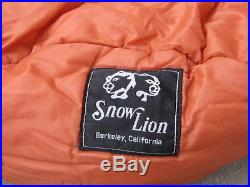 Vintage Snow Lion Orange Mummy Sleeping Bag 26 x 90