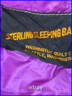 Vintage Sterling Quilt Co of Seattle Washington Purple Goose Down Sleeping Bag
