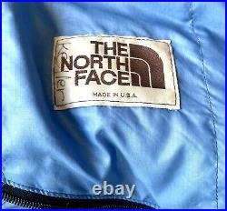 Vintage THE NORTH FACE Lightweight Down Sleeping Bag, Blue Outside Bag Camping