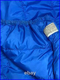 Vintage The North Face Brown Label Goose Down Mummy Sleeping Bag Blue USA 88x82