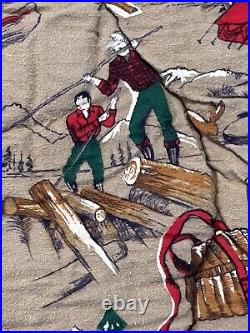 Vintage Wards Western Field Sleeping Bag Bear Elk Hunting Fishing Cotton 39x79