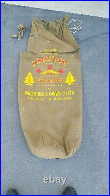 Vintage Woods Arctic 3 Star Sleeping Bag Robe Green Canvas Down Filled with Liner