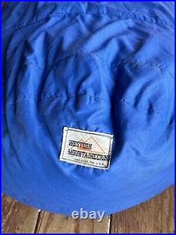 Vtg 1970s-80s WESTERN MOUNTAINEERING Blue Sleeping Bag High Loft Down-Scarce