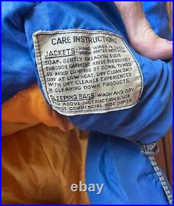 Vtg 1970s-80s WESTERN MOUNTAINEERING Blue Sleeping Bag High Loft Down-Scarce