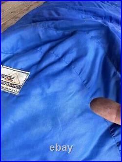 Vtg 1970s-80s WESTERN MOUNTAINEERING Blue Sleeping Bag High Loft Down-Scarce