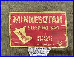 Vtg 40s 50s Stearns MINNESOTAN Retro Sleeping Bag Camping Lake Cabin Bedroll