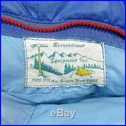 Vtg 70S REI CO-OP GOOSE DOWN COLD WEATHER MOUNTAINEERING MUMMY SLEEPING BAG LONG