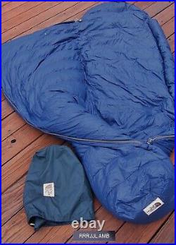 Vtg 70's TNF THE NORTH FACE Large -15 Ibex Mummy SLEEPING BAG w Blue Stuff Sack