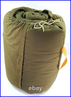 Vtg Army Green Quilted Flannel Sleeping Bag Birds Pheasant Hunting Camping Gear
