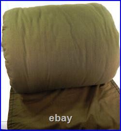 Vtg Army Green Quilted Flannel Sleeping Bag Birds Pheasant Hunting Camping Gear