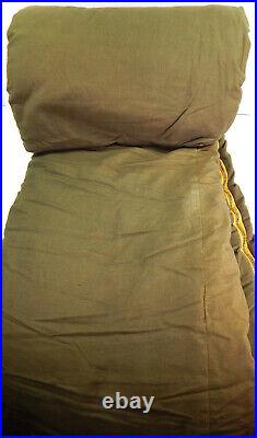 Vtg Army Green Quilted Flannel Sleeping Bag Birds Pheasant Hunting Camping Gear