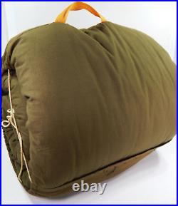 Vtg Army Green Quilted Flannel Sleeping Bag Birds Pheasant Hunting Camping Gear
