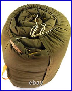 Vtg Army Green Quilted Flannel Sleeping Bag Birds Pheasant Hunting Camping Gear