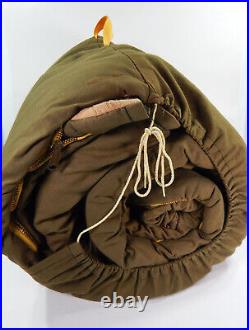 Vtg Army Green Quilted Flannel Sleeping Bag Birds Pheasant Hunting Camping Gear