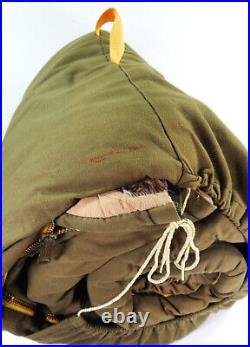 Vtg Army Green Quilted Flannel Sleeping Bag Birds Pheasant Hunting Camping Gear