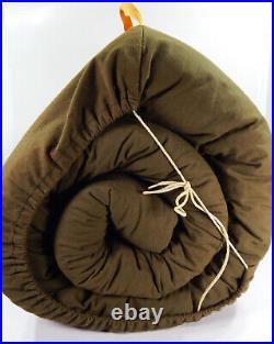 Vtg Army Green Quilted Flannel Sleeping Bag Birds Pheasant Hunting Camping Gear